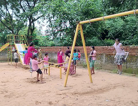 Children playing at the Maa Barunei Children’s park in Gunupur village.