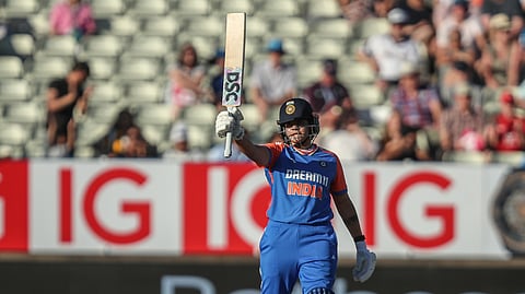 Shafali brought up her fifty in just 23 balls, the second joint-fastest by an Indian woman in WT20s, when she smashed Ecclestone over the covers for four.