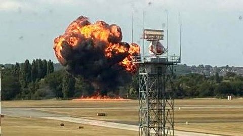Images posted on social media show a plume of fire and black smoke emanating from the crash site.