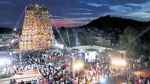 Holy water was sprayed on the devotees using 10 drones