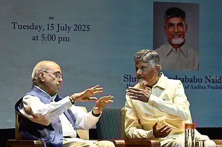 Andhra Pradesh Chief Minister N. Chandrababu Naidu during the Lecture of Prime Ministers Lecture Series on the Life and Legacy of former P.V. Narasimha Rao