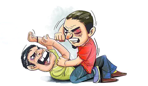 According to the police, Karthik, a 9th class student of Abhyudaya School, used to fight with one of his classmates on petty issues.