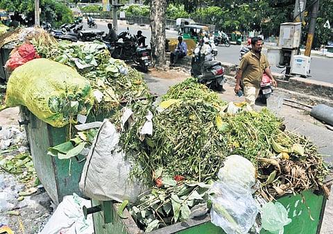 The garbage pile up at Kaleswara Rao Market in Vijayawada