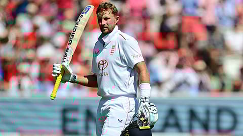 Joe Root after hitting his century in the third test match against India at the Lord's cricket ground.