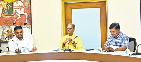 Deputy CM KV Singh Deo chairing a meeting on Bhubaneswar Metro Rail Project