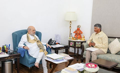 CM Nara Chandrababu Naidu with Union Home Minister Amit Shah in Delhi.