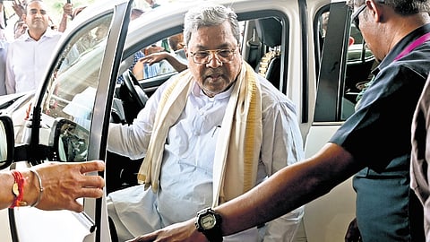 Chief Minister Siddaramaiah arrives for the cabinet meeting at Vidhana Soudha in Bengaluru on Thursday