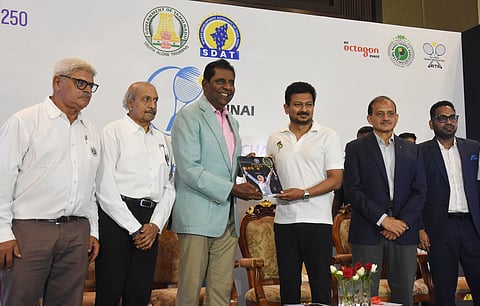 TN Deputy CM and Sports Minister Udhayanidhi Stalin with TNTA president Vijay Amritraj