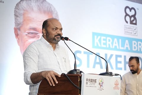 Industries Minister P. Rajeeve speaking at the workshop on the expansion of the Kerala Brand (Nanma) scheme