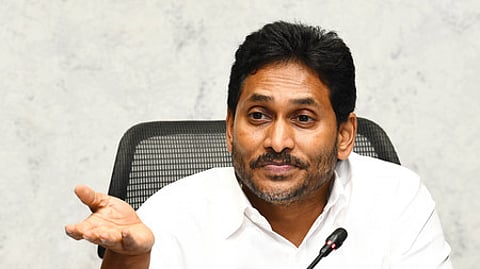 Former CM and YSRC president YS Jagan Mohan Reddy addressing the media.