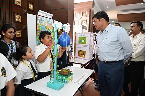 On the occasion of completing one year of HYDRAA, the commissioner inspected an exhibition — Social and Environmental Issues — organised by students from various schools at Ravindra Bharathi on Saturday.