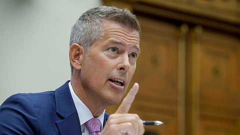 Secretary of Transportation Sean Duffy testifies during a House Committee on Transportation and Infrastructure Oversight hearing on the Department of Transportation's Policies and Programs and Fiscal Year 2025 Budget Request on Capitol Hill, Wednesday, July 16, 2025, in Washington.