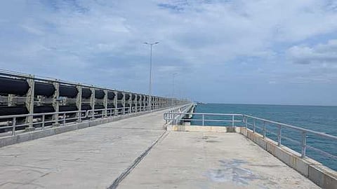A view of Kallamozhi offshore coal jetty.