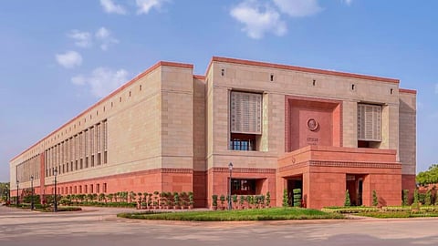 A view of the Parliament building, in New Delhi.