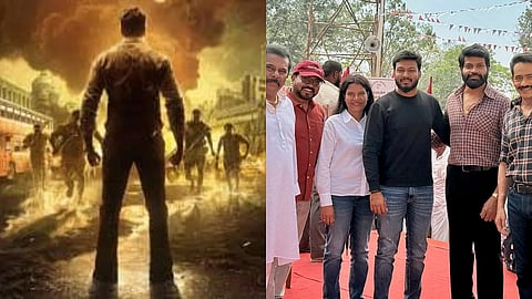 A poster for Balaramana Dinagalu (L) and the cast of the film (R)