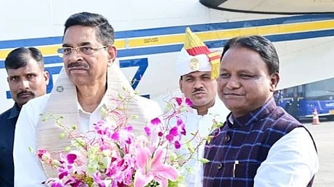 CM Mohan Charan Majhi welcomes Governor Hari Babu Kambhampati at the airport in Bhubaneswar in January 2025. Image used for representation.