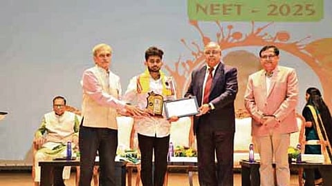 The event brought together students, parents, educators, and dignitaries to honour the meritorious students who cracked the NEET and JEE 2025.