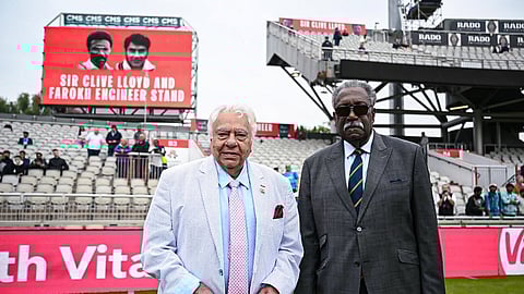 Farokh Engineer and Clive Lloyd were honoured with a stand in Manchester.