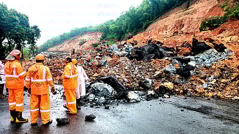 Social activists and local residents have blamed Megha Engineering and Infrastructure Limited (MEIL), which is constructing the Chengala–Nileshwaram stretch, for unscientific hill-cutting practices that have led to frequent landslides in the area.