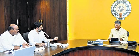 CM Nara Chandrababu Naidu during the ninth SIPB meeting at Secretariat in Velagapudi on Wednesday.