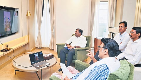 Chief Minister MK Stalin reviewing the scheme from the hospital