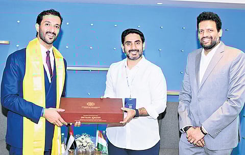 Minister for HRD and IT Nara Lokesh with UAE Minister of Economy Abdullah bin Touq Al Marri at Investopia Global – Andhra Pradesh Summit.