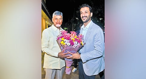 Abdulla Bin Touq Al Marri, Minister of Economy of the United Arab Emirates, calls on Chief Minister Nara Chandrababu Naidu on Tuesday