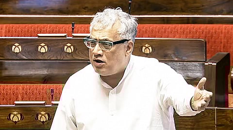 Trinamool Congress (TMC) MP Derek O'Brien speaks in the Rajya Sabha.