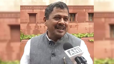 MP Girdhari Yadav speaking with media persons on Thursday.