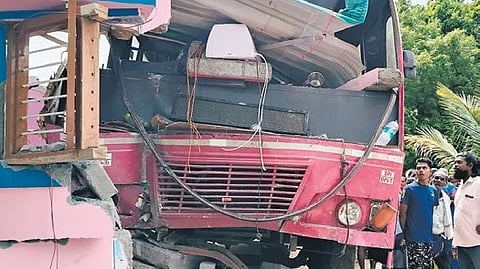 The front portion of the house was damaged in the accident | express