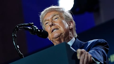 President Donald Trump speaks during an AI summit at the Andrew W. Mellon Auditorium, Wednesday, July 23, 2025, in Washington.