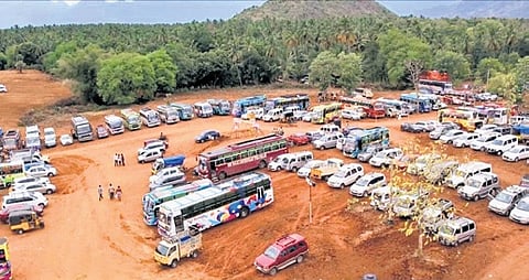 The new parking facility at the Thaniparai foothills.
