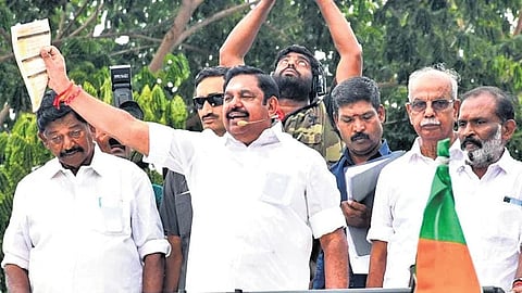 AIADMK general secretary Edappadi K Palaniswami addressing the public during his visit to Thanjavur on Wednesday.