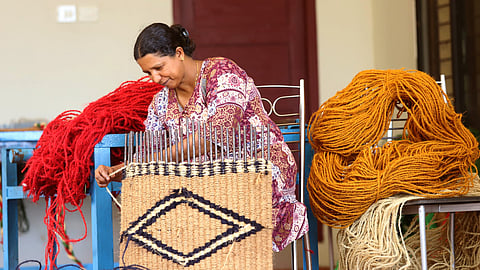 women manufacturing coir products.
