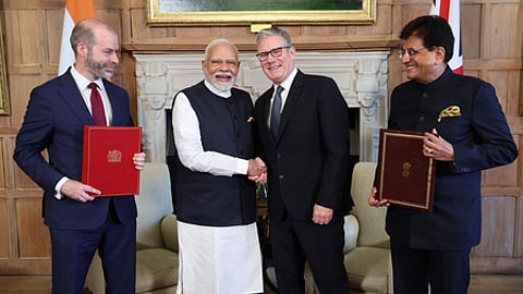 The agreement was signed by Union Minister Piyush Goyal and his British counterpart Jonathan Reynolds, in the presence of Prime Minister Narendra Modi and UK Prime Minister Keir Starmer.