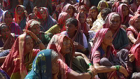 A file image of devadasi women staging a dharna in Dharwad.
