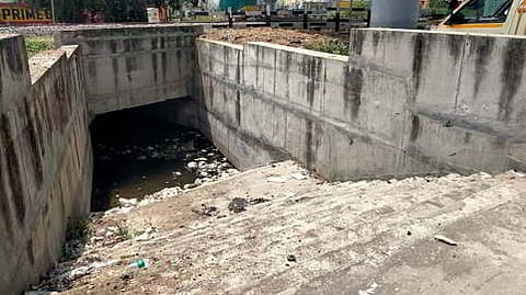 A picture of a railway pedestrian underpass which had been neglected near Kumarasamypettai near Dharmapuri.