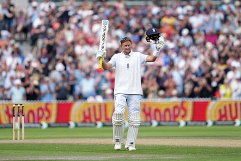 Joe Root celebrates his 38th Test century