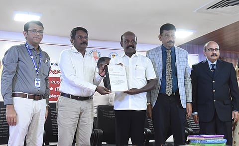 Minister Ma Subramanian releases the merit list in Guindy on Friday.