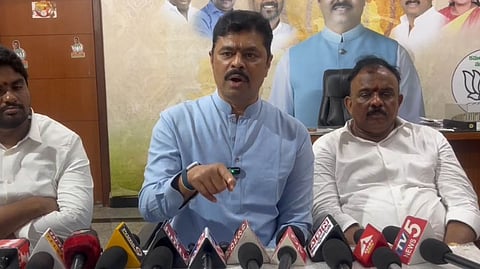 Anakapalle MP CM Ramesh addressing a press conference on Saturday.