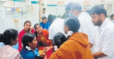 The students experienced vomiting, stomach ache and diarrhoea after dinner and were taken to the government general hospital in Nagarkurnool.