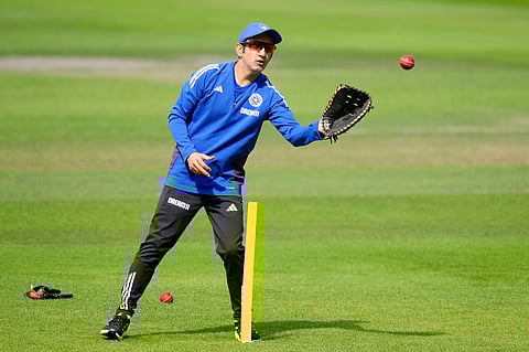 India head coach Gautam Gambhir during a nets session at Emirates Old Trafford, Manchester, England, Monday, July 21, 2025.