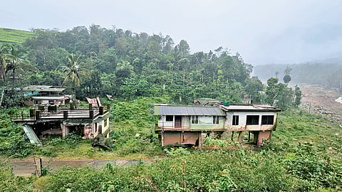 Buildings destroyed in the landslide at Mundakkai