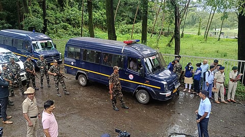 The team carried out a spot inspection of the alleged burial sites in Dharmasthala village, Belthangady taluk, Dakshina Kannada, in the presence of the witness-complainant amid heavy security.