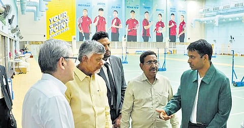 CM Nara Chandrababu Naidu visited Singapore Sports School on Monday