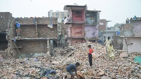 Demolition drive at one of Delhi's slums.