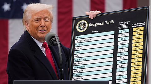 President Donald Trump speaks during an event to announce new tariffs in the Rose Garden at the White House, on April 2, 2025, in Washington.