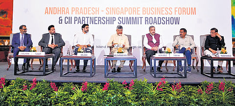 CM N Chandrababu Naidu addressed the AP-Singapore Business Forum and CII Partnership Summit Roadshow