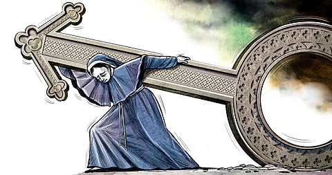 Three persons, including two Catholic nuns who had reportedly come from Agra, were arrested by GRP in Durg on Friday for alleged human trafficking amid suspicion of coerced religious conversion.