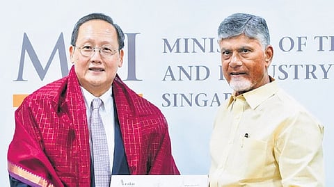 Chief Minister Chandrababu Naidu met Minister for Manpower Tan See Leng in Singapore on Monday